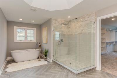 Contemporary Bathroom with Frameless Shower